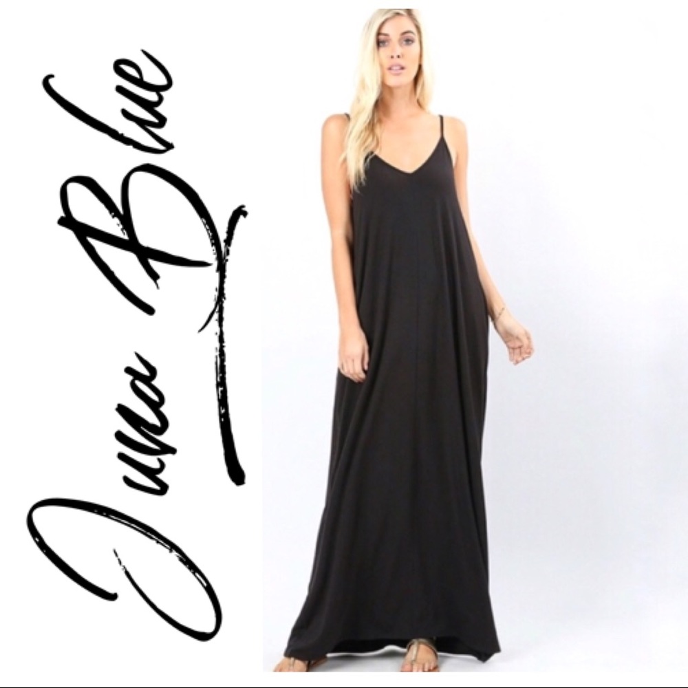 Black Pocket Maxi Dress